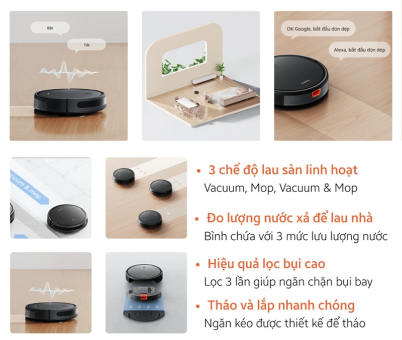 Robot hút bụi lau nhà Xiaomi Vacuum E10C - Hàng chính hãng