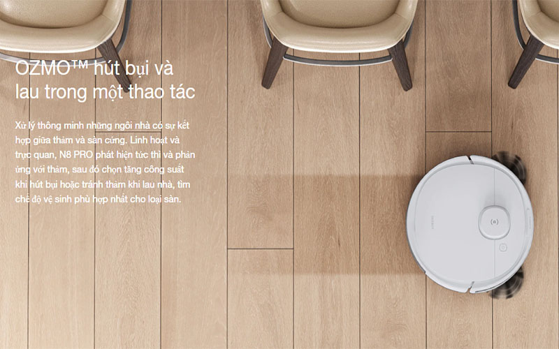 Robot hút bụi thông minh Ecovacs Deebot N8 PRO - Hàng chính hãng