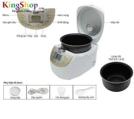 Nồi cơm điện điện tử Aqua ECJ-M200  - Dung tích 1,8 lít - Hàng chính hãng