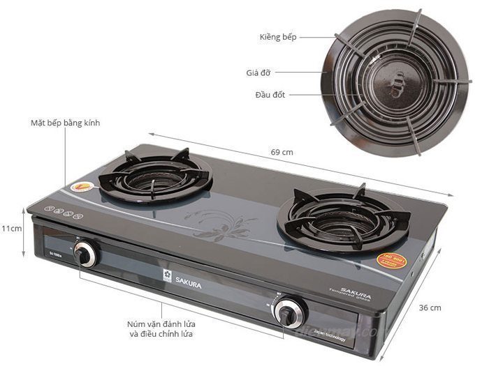 Bếp gas dương Sakura SA-790GIN - Hàng chính hãng