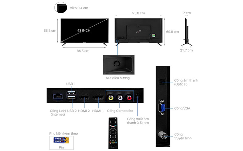 Thiết kế của Smart Tivi Casper 43 inch 43FX5200