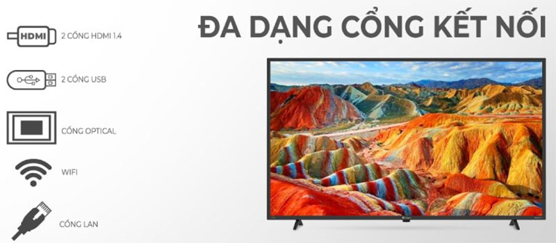 Đa dạng cổng kế nối của Smart Tivi Casper 43 inch 43FX5200