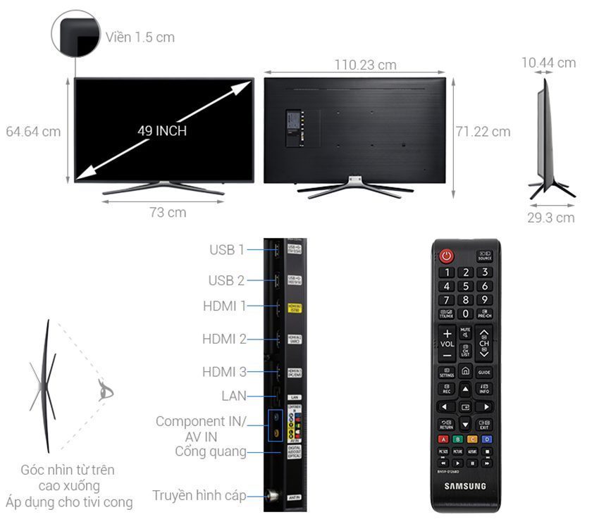 Chi tiết của smart Tivi Cong Samsung UA49M6303