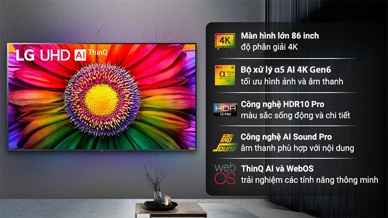 Smart tivi LG 4K 65 Inch 65UR8050PSB - Hàng chính hãng