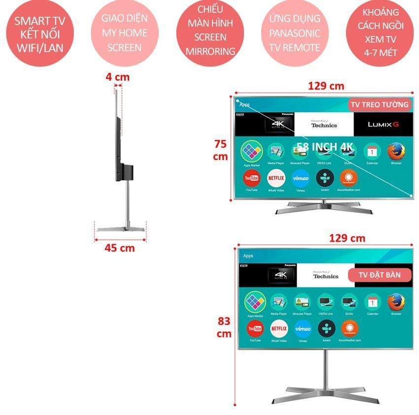 Smart Tivi Panasonic TH-58EX750V - Hàng chính hãng