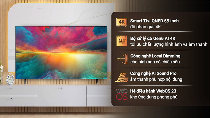 Smart Tivi QNED LG 4K 55 inch 55QNED75SRA  - Hàng chính hãng