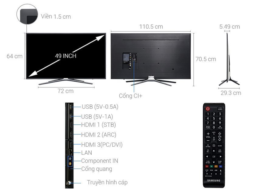 Chi tiết của smart Tivi Samsung UA49M5523
