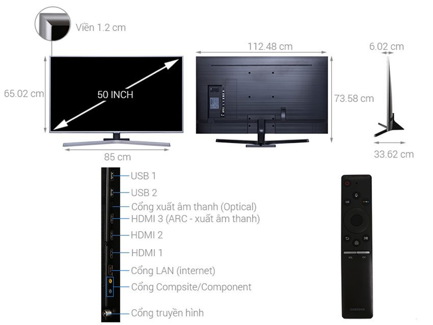 Smart Tivi Samsung UA50NU7400 - Hàng chính hãng