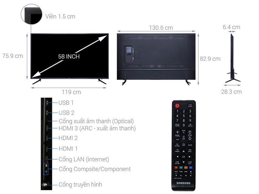 Smart Tivi Samsung UA58NU7103 - Hàng chính hãng