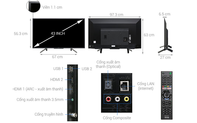 Smart Tivi Sony 43 inch KDL-43W660G - Hàng chính hãng