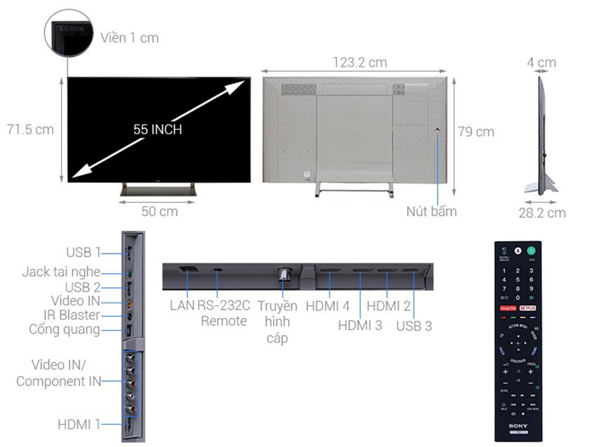 Chi tiết của smart Tivi Sony KD-55X9300E