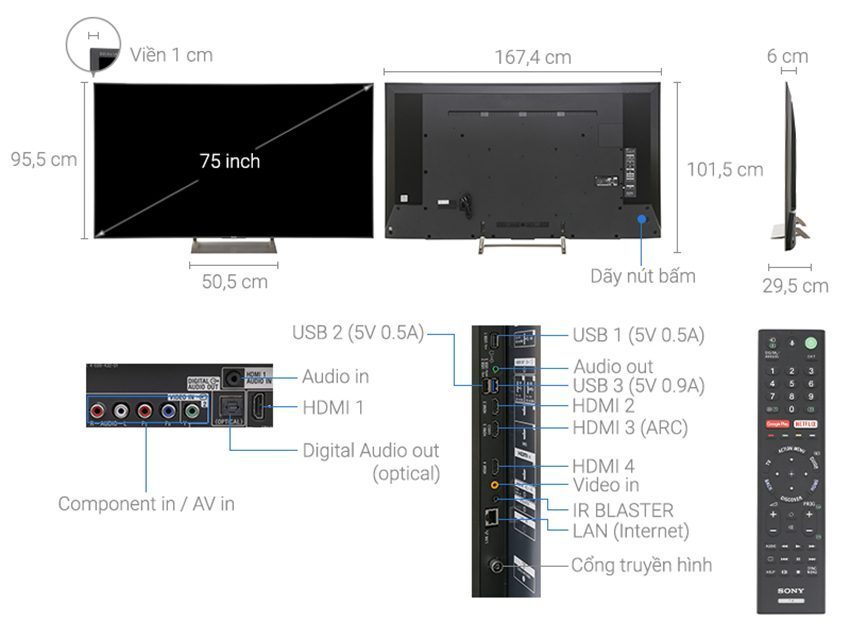 Smart tivi Sony KD-75X9000E - Hàng chính hãng