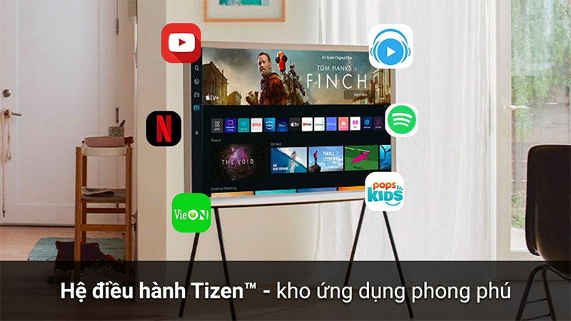 Smart Tivi kiểu chữ I có chân The Serif QLED Samsung 4K 55 inch QA55LS01BP - Hàng chính hãng
