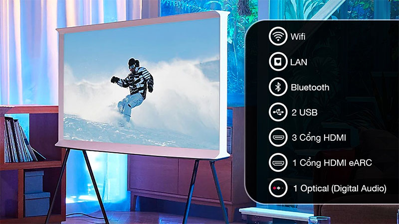 Smart Tivi kiểu chữ I có chân The Serif QLED Samsung 4K 55 inch QA55LS01BP - Hàng chính hãng