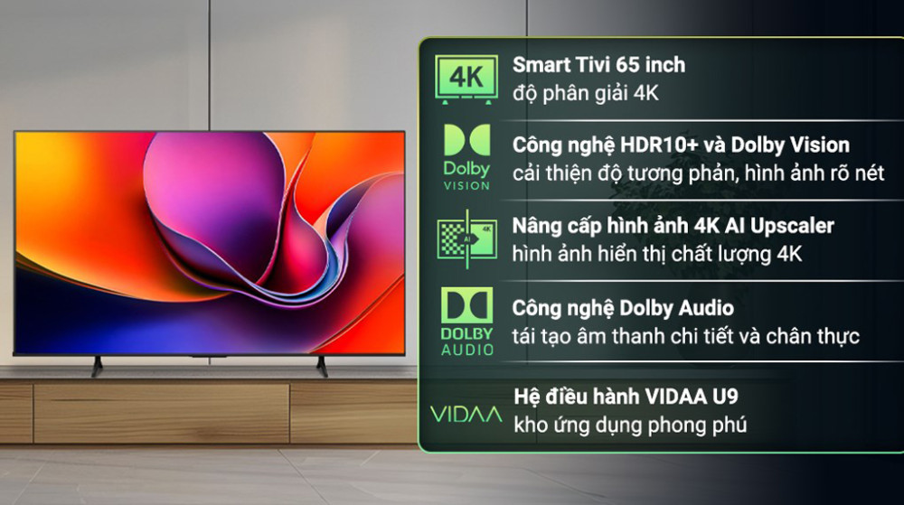 Tính năng nổi bật của Smart tivi Hisense 4K 65 inch 65A6Q