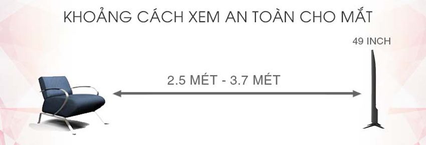 Khoảng cách của Smart Tivi Panasonic TH-49D410V 