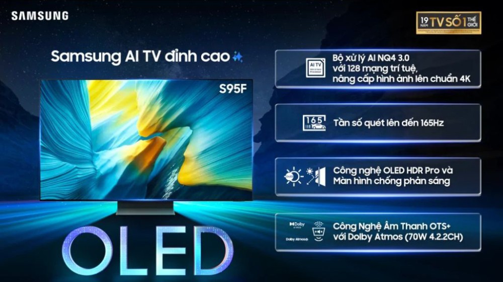 Smart tivi Samsung OLED 4K Vision AI 83 Inch QA83S95F - Hàng chính hãng