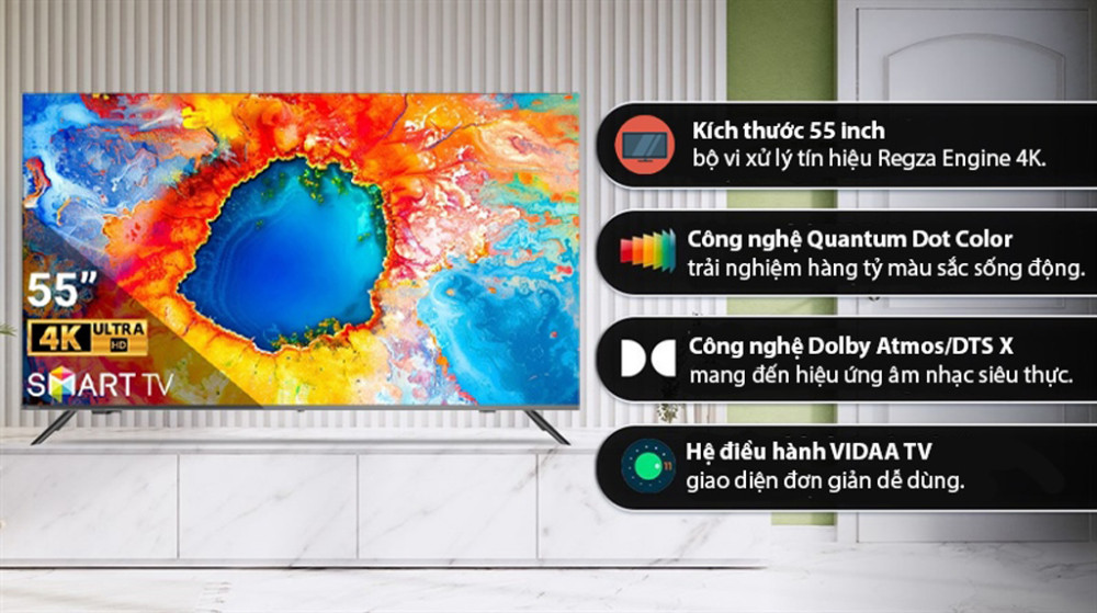 Smart tivi Toshiba Qled 4K 55 inch 55M450NP - Hàng chính hãng