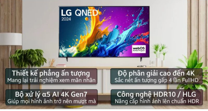 Smart tivi qned LG 4K 65 inch 65QNED80TSA - Hàng chính hãng