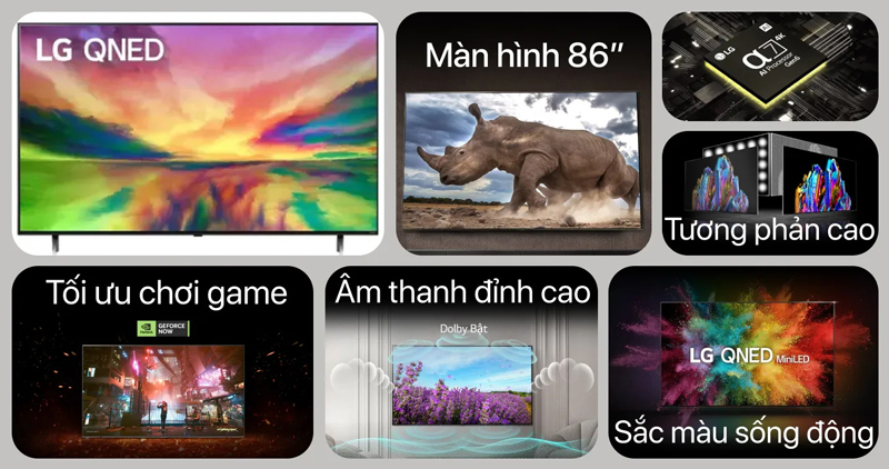 Smart Tivi QNED LG 4K 86 inch 86QNED80SRA - Hàng chính hãng