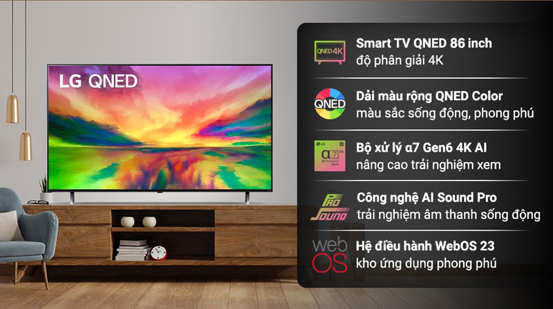 Smart Tivi QNED LG 4K 86 inch 86QNED80SRA - Hàng chính hãng