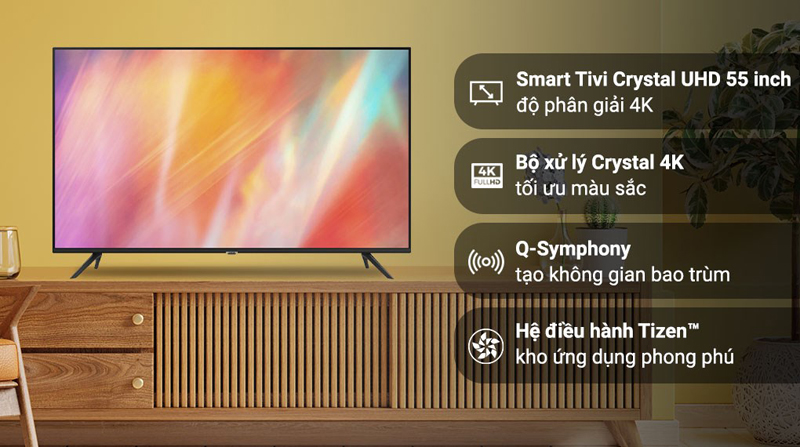 Smart Tivi Samsung 4K 55 inch UA55AU7002 - Hàng chính hãng