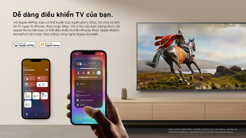 Chiếu hình từ điện thoại lên tivi thông qua ứng dụng Apple AirPlay