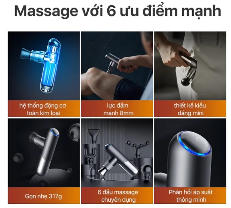 Súng massage cầm tay mini Philips PPM7501  - Hàng chính hãng