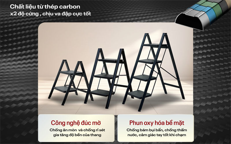 Thang ghế gấp gọn 2 bậc Fujihome SL102B - Hàng chính hãng