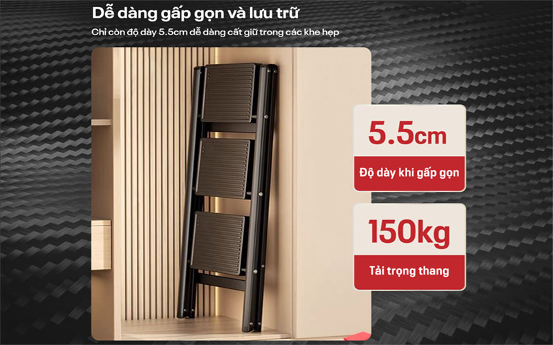 Thang ghế gấp gọn 2 bậc Fujihome SL102B - Hàng chính hãng