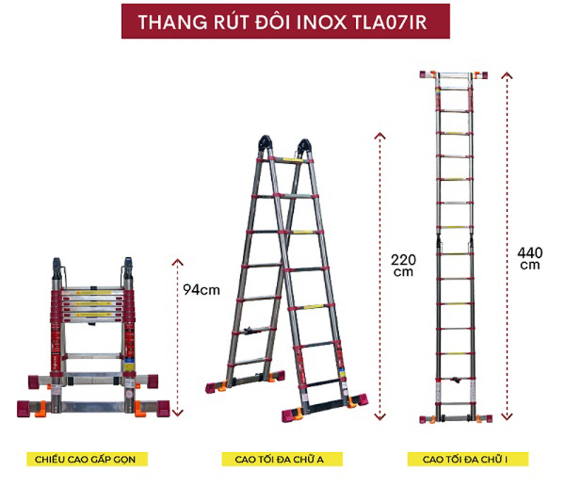 Thang inox rút gọn chữ A Fujihome TLA07IR - Hàng chính hãng