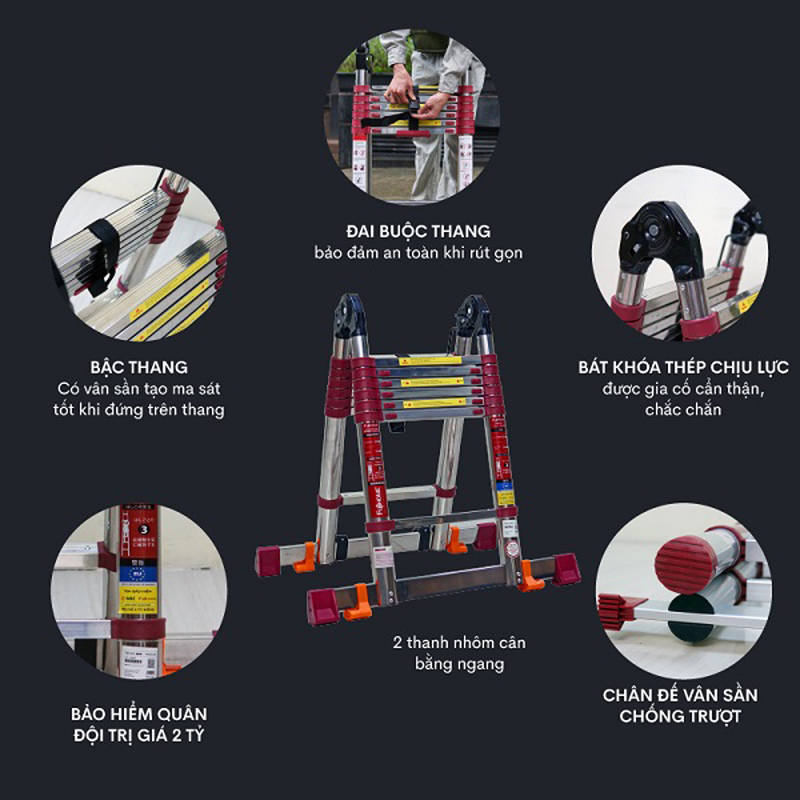 Thang inox rút gọn chữ A Fujihome TLA07IR - Hàng chính hãng