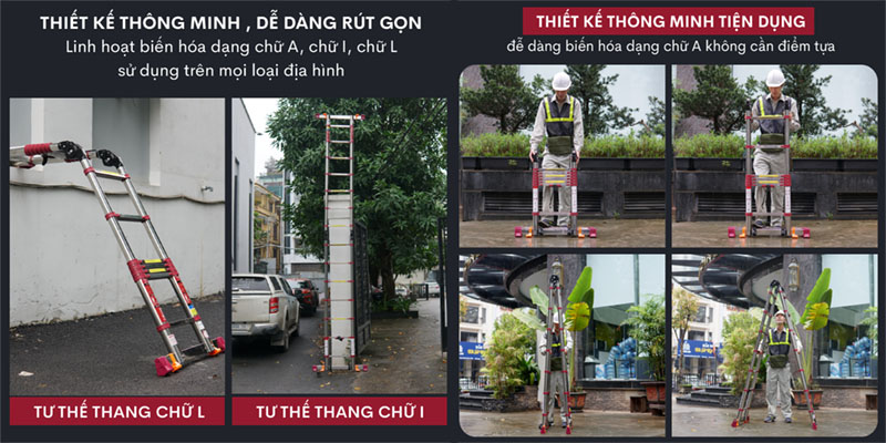 Thang inox rút gọn chữ A Fujihome TLA09IR - Hàng chính hãng
