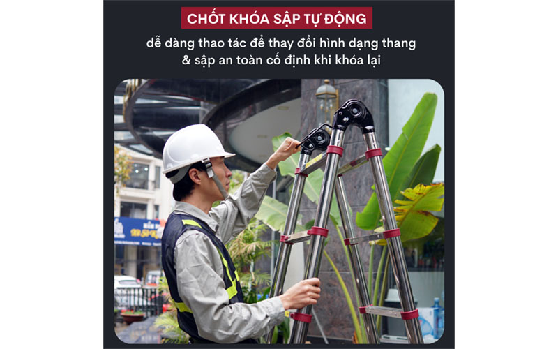 Thang inox rút gọn chữ A Fujihome TLA09IR - Hàng chính hãng