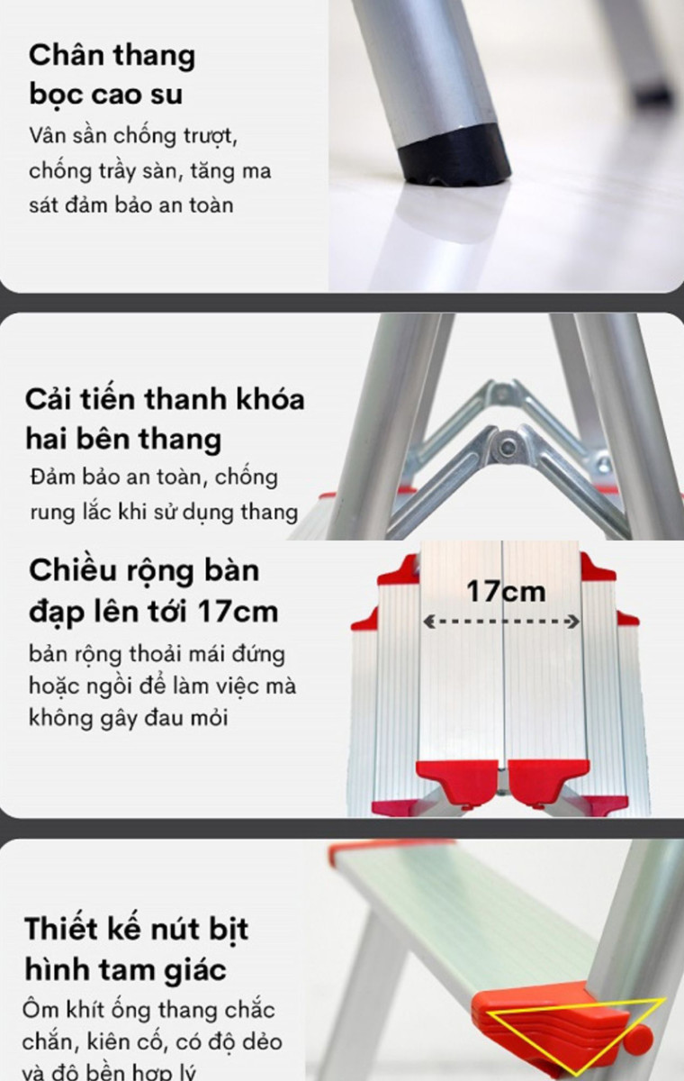 Thang nhôm gấp gọn chữ A Fujihome DL204 - Hàng chính hãng