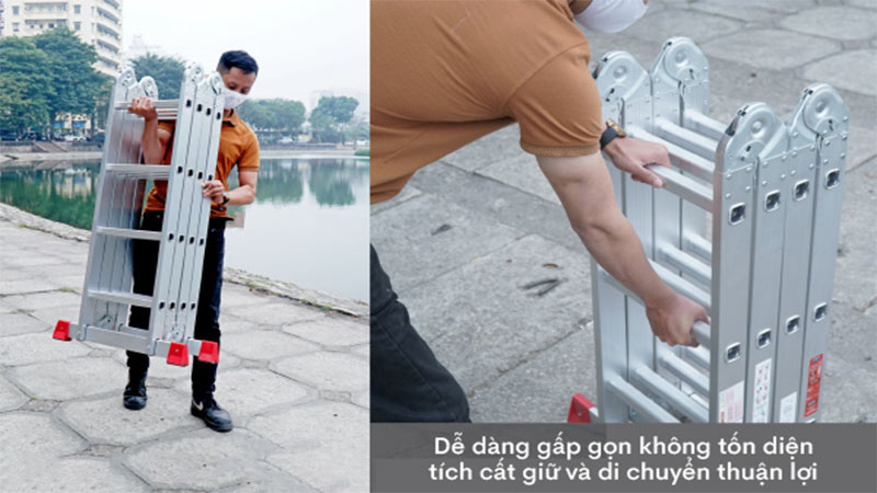 Thang nhôm gấp 4 đoạn Fujihome ML104N - Hàng chính hãng