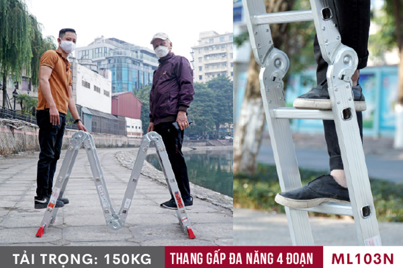 Thang nhôm gấp 4 đoạn Fujihome ML103N - Hàng chính hãng