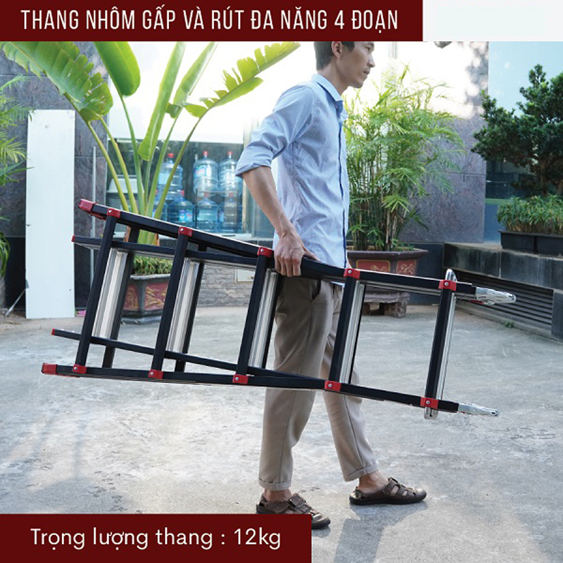 Thang nhôm gấp và rút đa năng 4 đoạn Fujihome ML45 (Black) - Hàng chính hãng