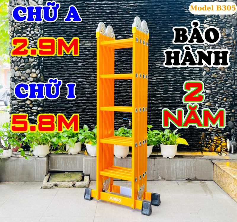 Thang nhôm gấp 4 đoạn Jumbo B305 - Hàng chính hãng