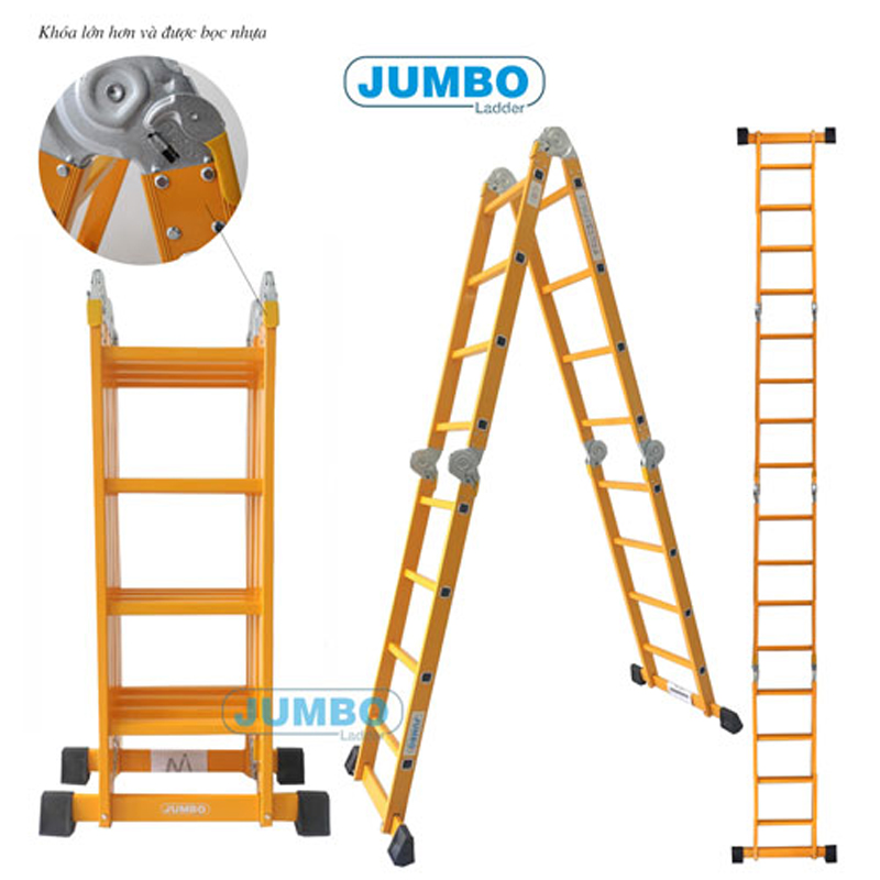 Thang nhôm gấp 4 đoạn Jumbo B305 - Hàng chính hãng