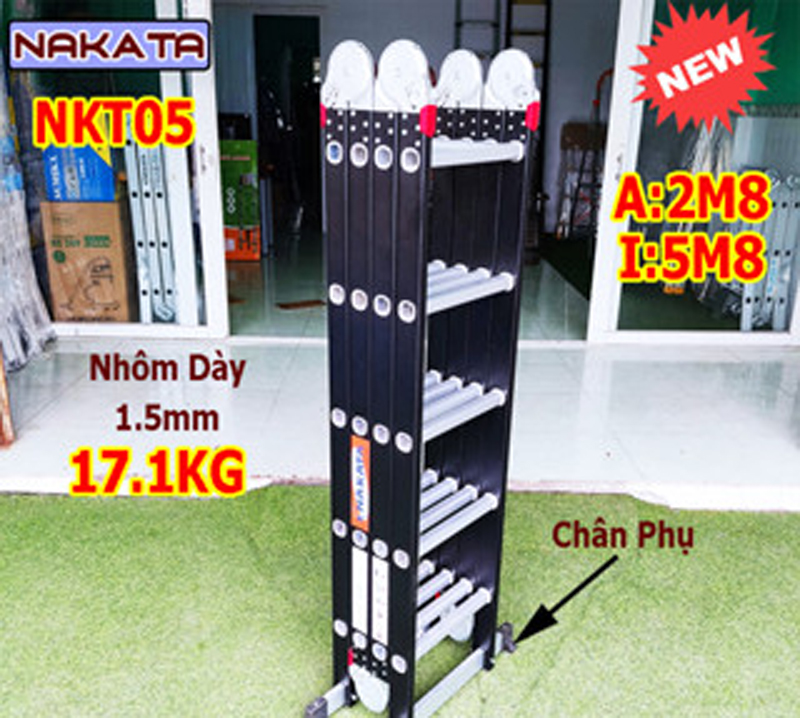 Thang nhôm gấp 4 đoạn Nakata NKT05 - Hàng chính hãng