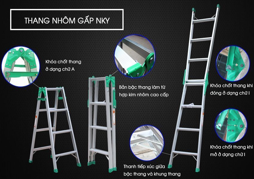 Chi tiết của thang nhôm gấp Nikawa- NKY-5C