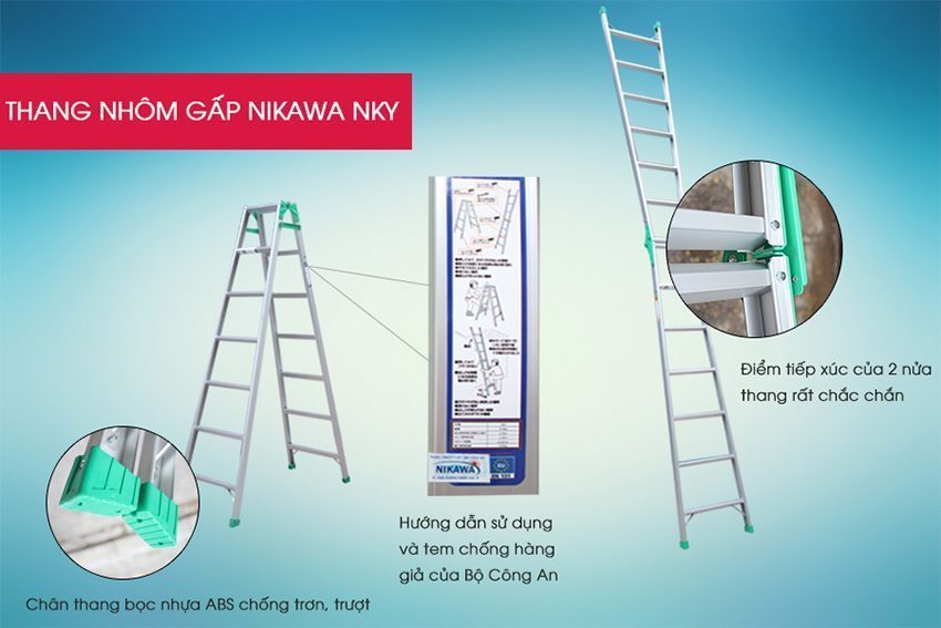 Thang nhôm gấp Nikawa NKY-8C - Hàng chính hãng