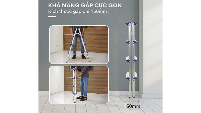 Thang nhôm gấp chữ A Advindeq ADL804 - Hàng chính hãng