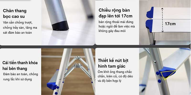 Thang nhôm gấp chữ A Advindeq ADL804 - Hàng chính hãng