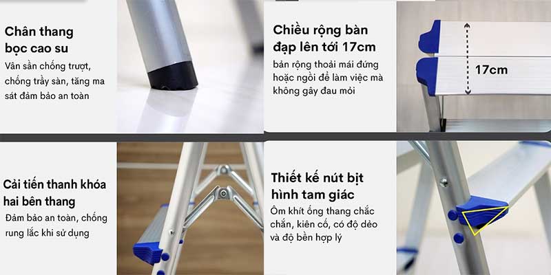 Thang nhôm gấp chữ A Advindeq ADL806 - Hàng chính hãng