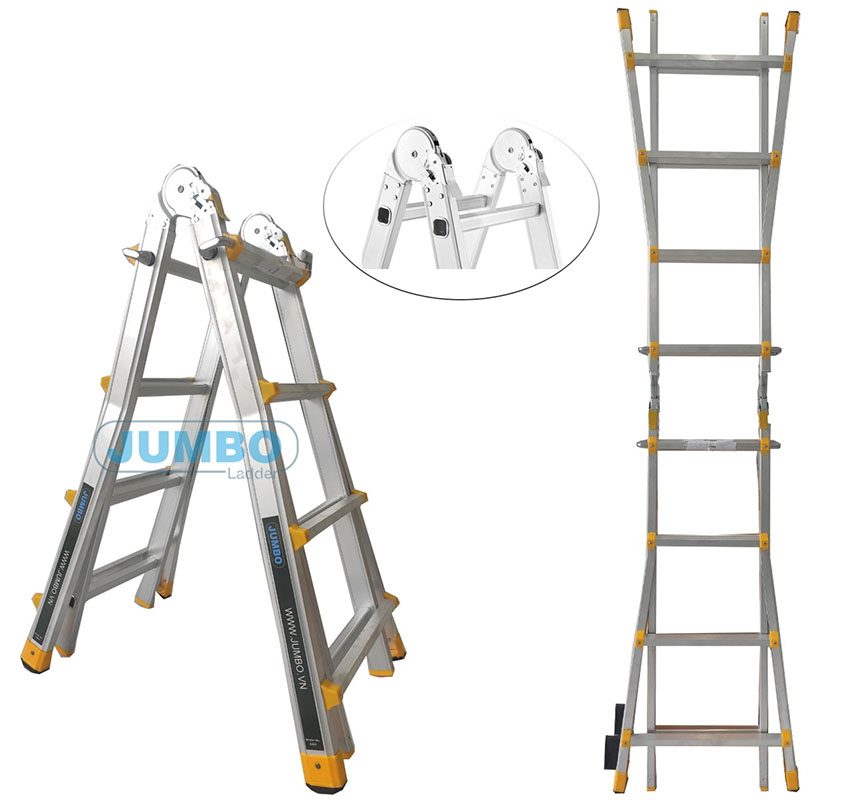 Thang nhôm gấp chữ A Jumbo A404 - Hàng chính hãng