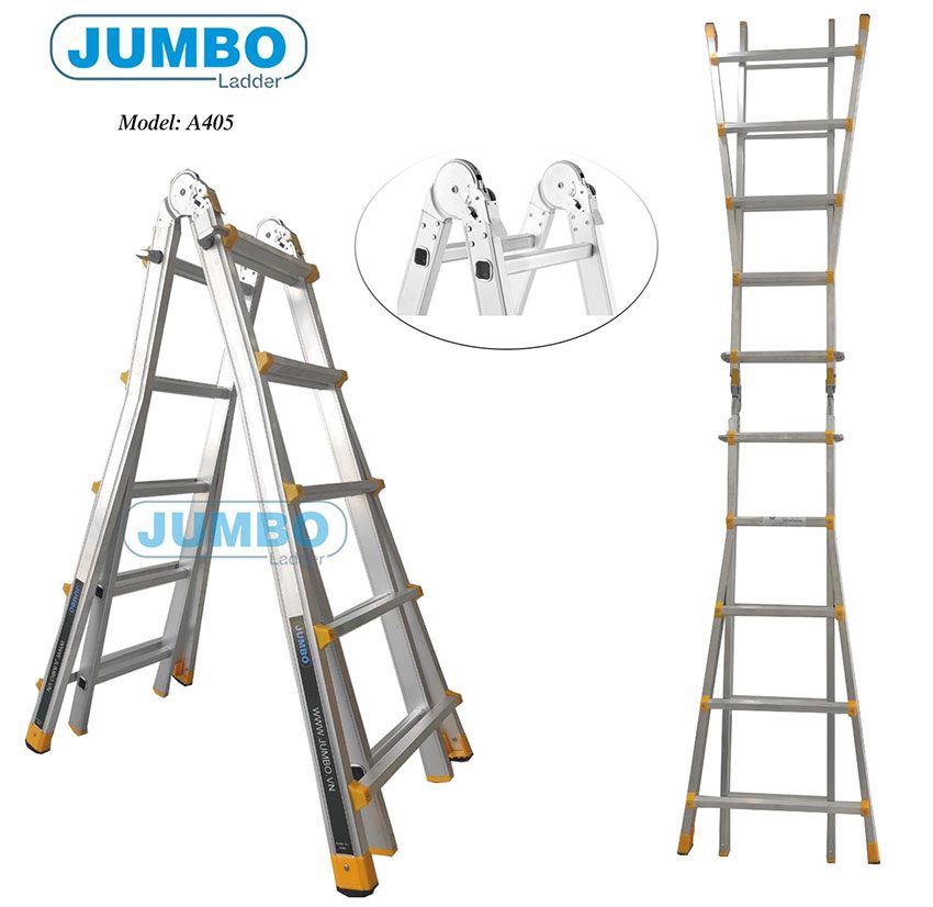 Thang nhôm gấp chữ A Jumbo A405 - Hàng chính hãng