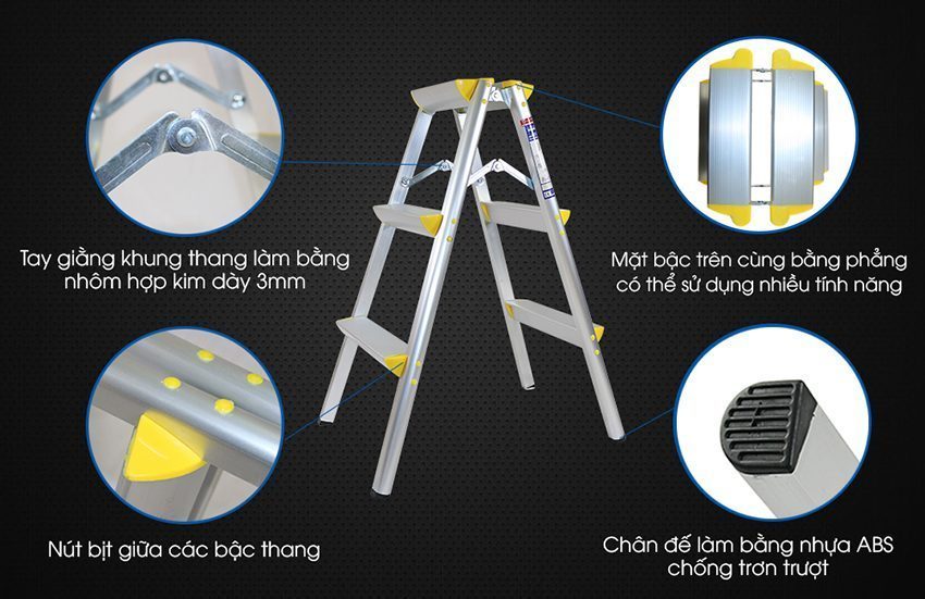 Thang nhôm gấp chữ A Nikawa NKD-03 - Hàng chính hãng