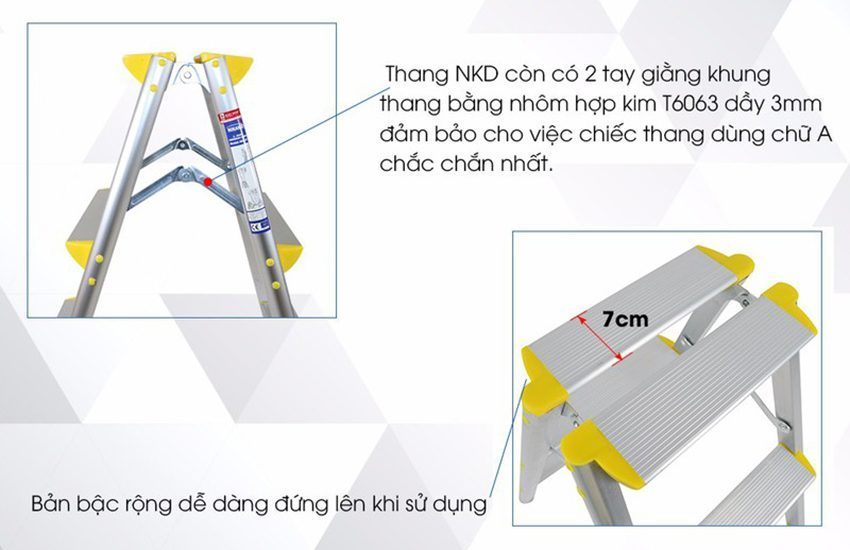 Kích thước của thang nhôm gấp chữ A Nikawa NKD-06
